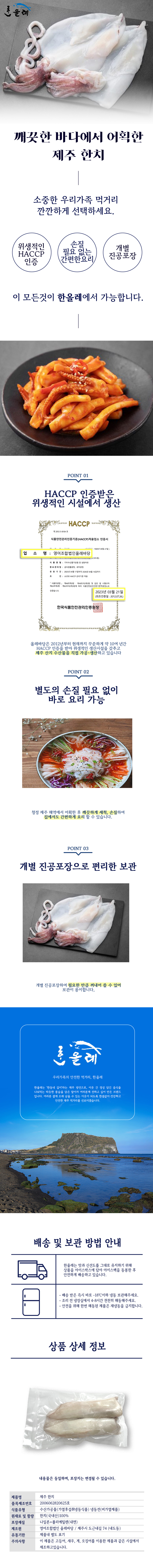 한올레 한치(냉동)4팩(400g/팩)