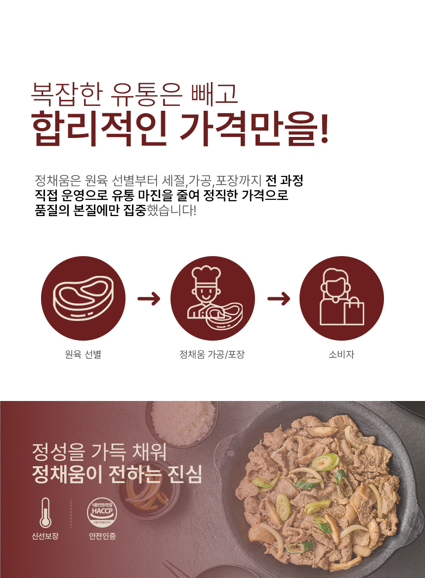 정채움 양념육 선물세트 3호(왕구이 간장맛 700g, 왕구이 매운맛 700g, 돼지불고기 700g, LA갈비 500g)