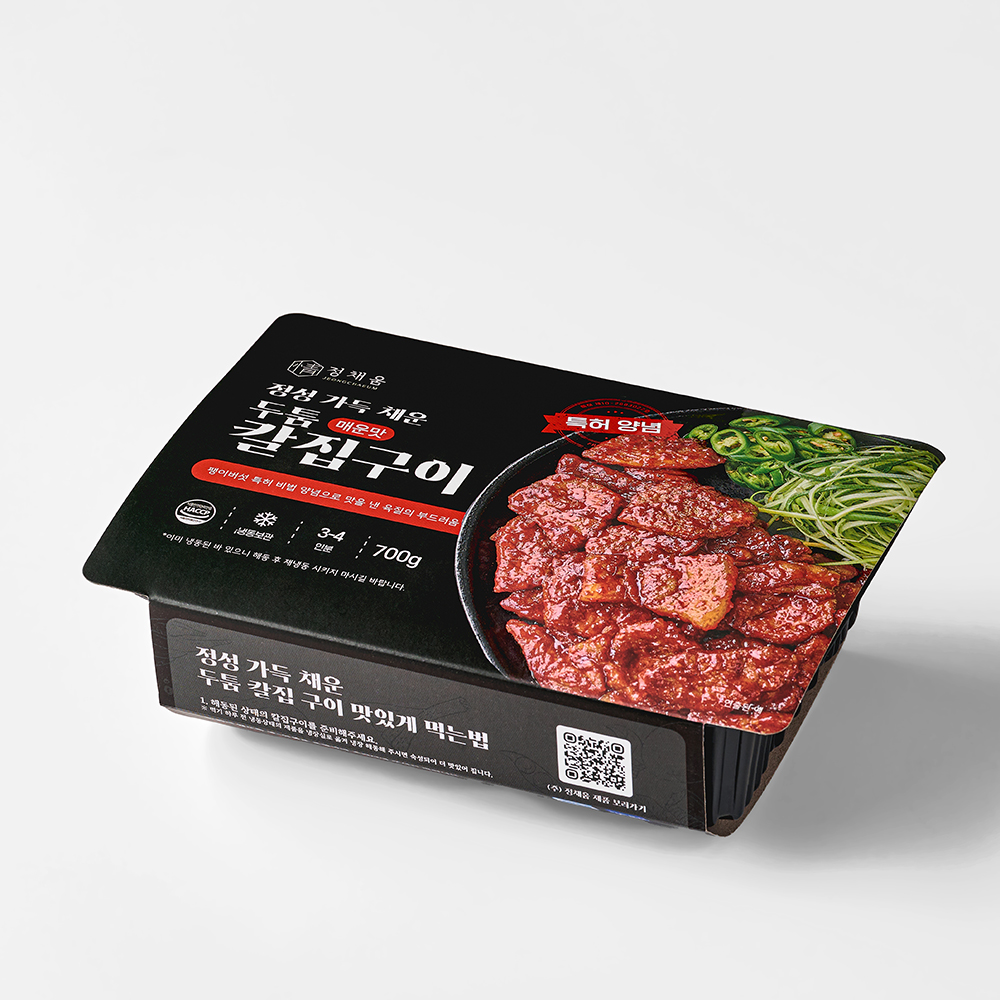 정채움 정성 가득 채운 두툼 칼집 구이 매운맛 700g 팽이버섯 비법 양념 돼지