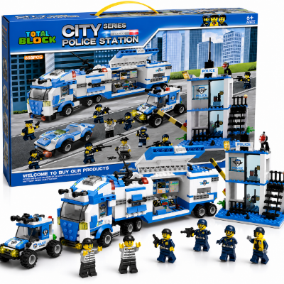 토탈블럭 경찰특공대 블록 858PCS 어린이 조립블럭 장난감 레고 호환 경찰서 레고시티 경찰 경찰차