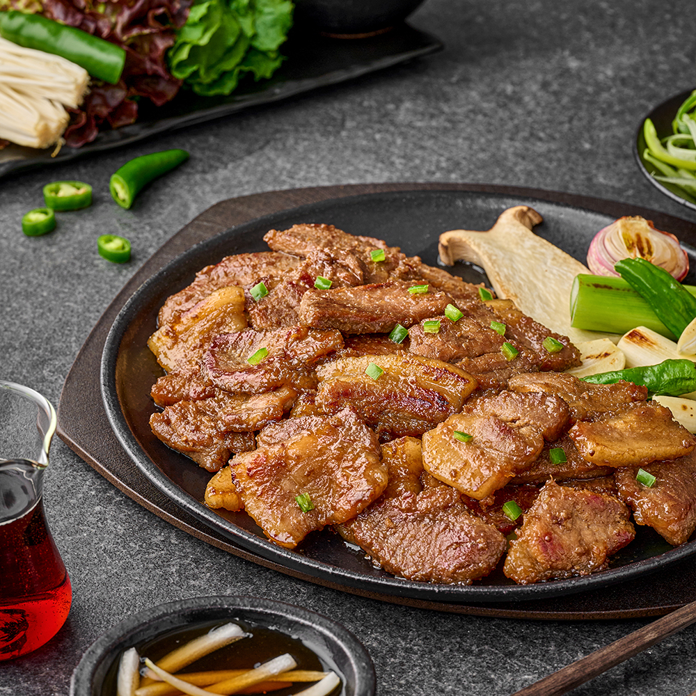 정채움 양념육 선물세트 4호(두툼칼집구이 간장맛 700g, 두툼칼집구이 매운맛 700g, LA갈비 500g, 소불고기300g, )