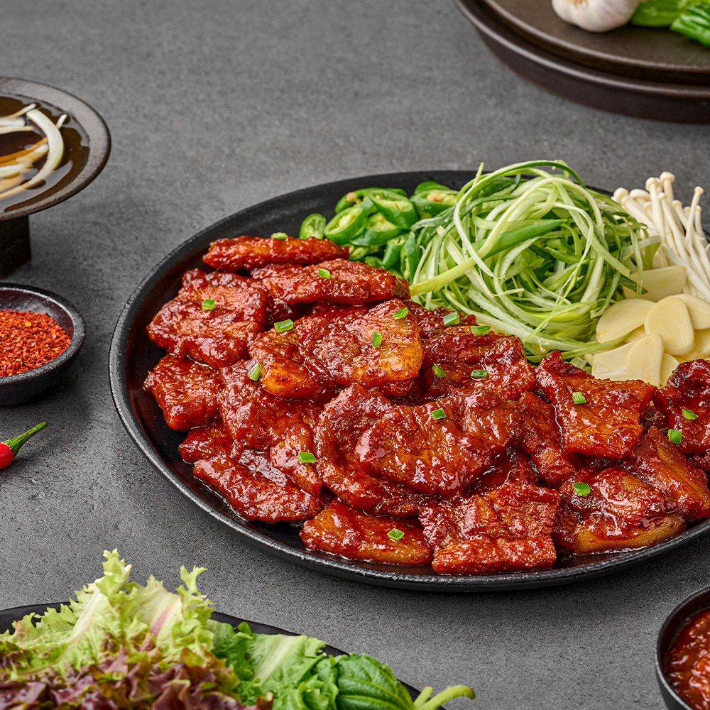 정채움 양념육 선물세트 4호(두툼칼집구이 간장맛 700g, 두툼칼집구이 매운맛 700g, LA갈비 500g, 소불고기300g, )