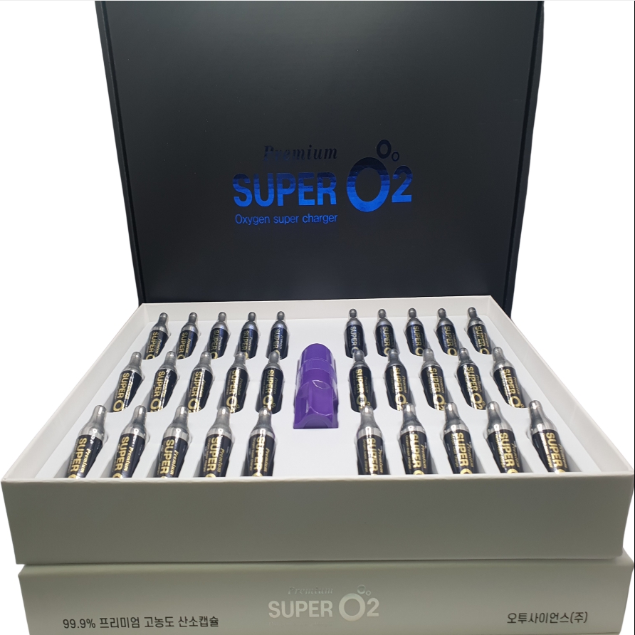 오투사이언스 Super O₂_프리미엄 고농축 산소 캡슐 30개 / 100% 고농도 산소 카트리지를 이용하여 물에 녹여 마시는 리얼 산소수 / 면역력 개선, 스포츠 능력과 집중력 상승