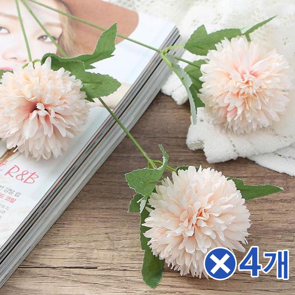 풍성한 파스텔 세송이 국화 조화 피치x4개 빈티지조화