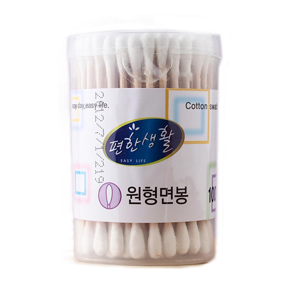 원형케이스 자작나무면봉 100p 면봉대용량 사우나면봉