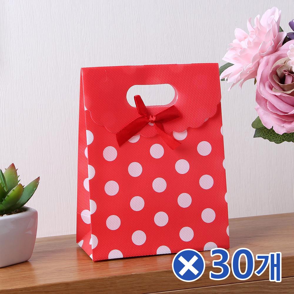 베이직한 리본포인트 도트 PP선물백-색상랜덤x30개