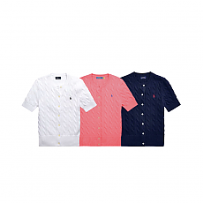 [Polo Ralph Lauren] 폴로랄프로렌 케이블 숏 슬리브 가디건(화이트/핑크/네이비, S~L)