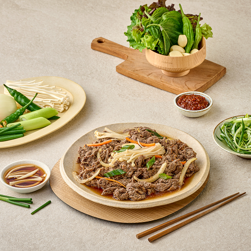 정채움 정성 가득 채운 소불고기 300g 팽이버섯 비법 양념 불고기 뚝불