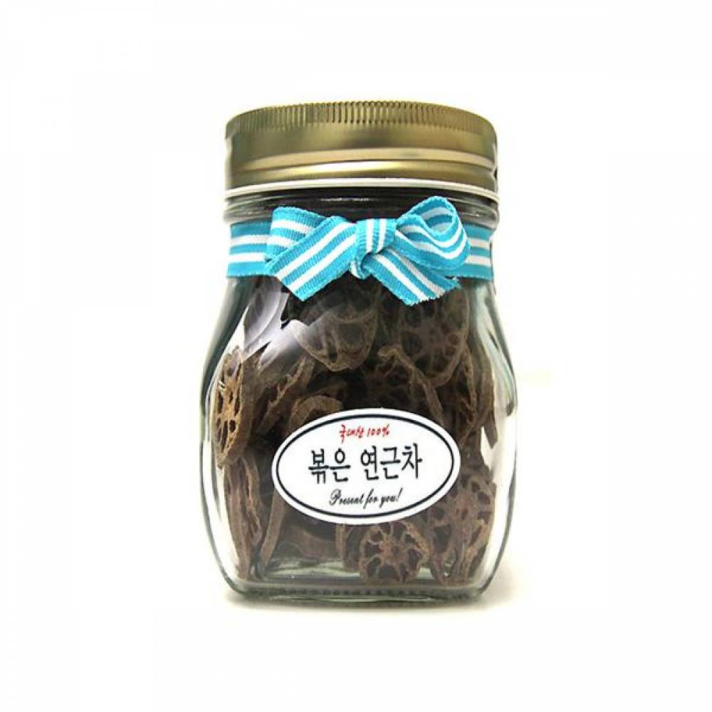 국내산 산해랑 볶은 연근차 100g 대한민국 자연을 담아낸 참 좋은 차_답례품용 유리병 포장