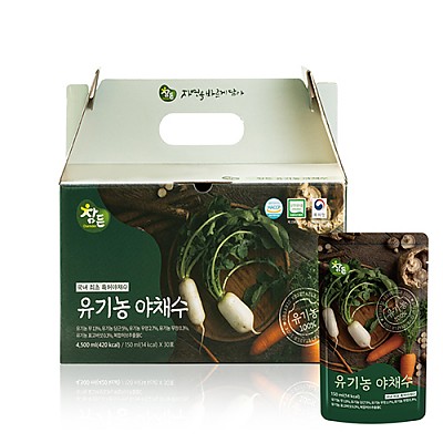 [★무료배송★ 참든] 국내 최초 특허 건강 야채수 참든 유기농 야채수 150ml x 30포