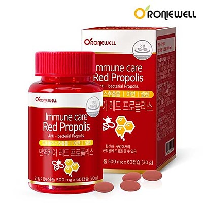 [로니웰] 구강 향균 면역 기능성 면역케어 레드 프로폴리스 500mg x 60정