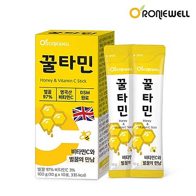 [★1+1 구성★ 로니웰] 천연벌꿀 97% 영국산 프리미엄 비타민C 로니웰 꿀타민 10g × 10포