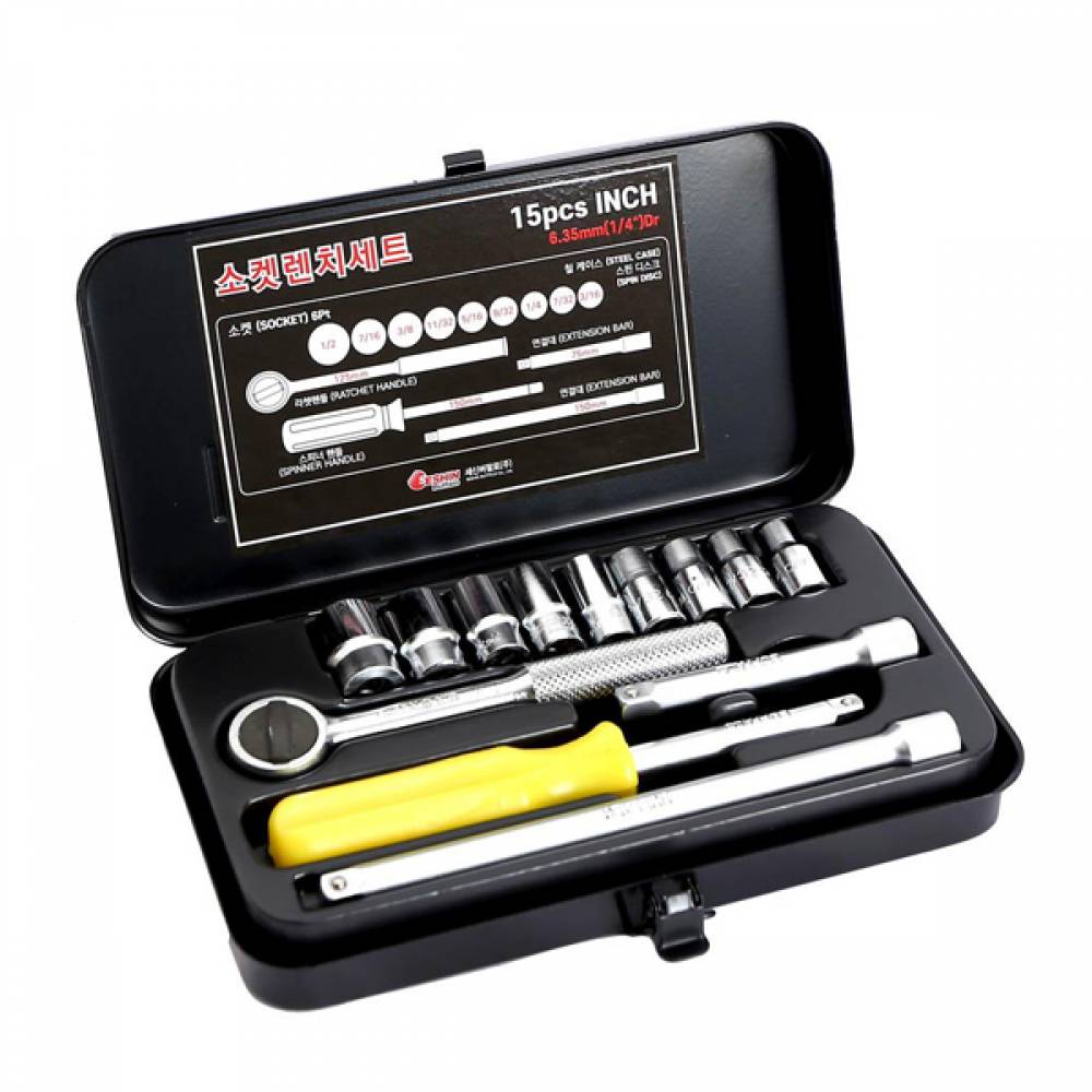 세신 6각 소켓렌치세트 1/4DR(in) 15pcs