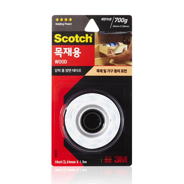 3M 스카치 목재용 강력 폼 양면 테이프 WD215 (24mm x1.5M)