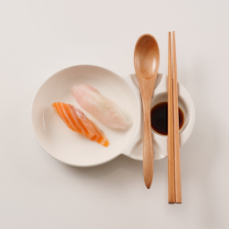 [산타폴더] 수저받침 앞접시 소스용기 All-in-one 플레이트 / 도자기 4P