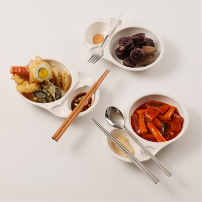 [산타폴더] 수저받침 앞접시 소스용기 All-in-one 플레이트 / 멜라민 1P