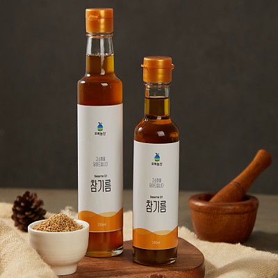 오복농산 국내산 저온압착 전통기름 3종 참기름 들기름 생들기름 180ml 250ml