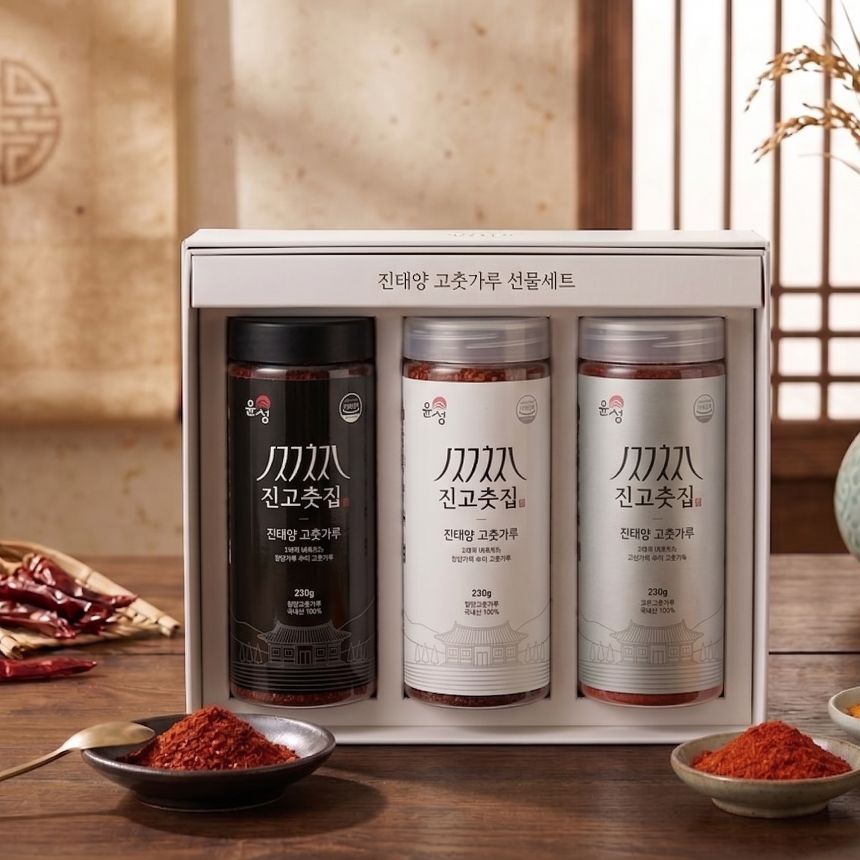 [면세] 진고춧집 3종 국산 고춧가루 선물세트 ( 일반230g, 고운230g, 청양230g)