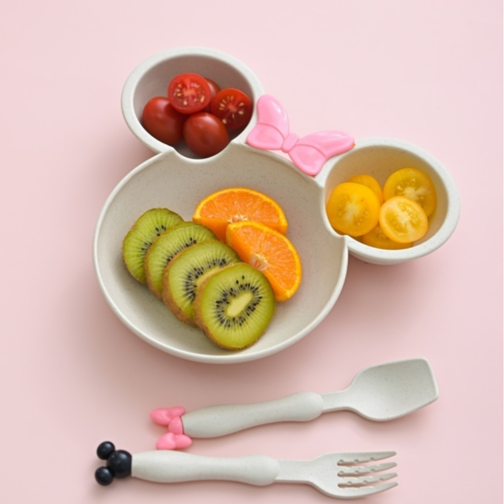 어린이 밀집 식판 아기 나눔접시 곰돌이 이유식 유아 식기세트