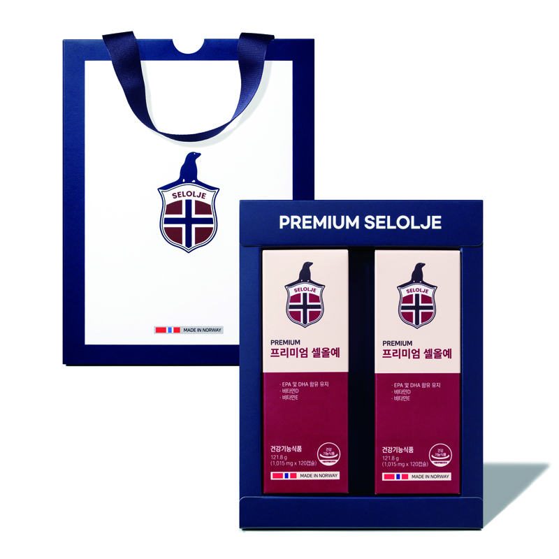 고품질 노르웨이 물개 (seal oil) 오메가3-프리미엄 셀올예 120캡슐 x 2 (4개월) /쇼핑백포함