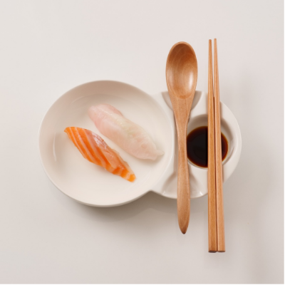 [산타폴더] 수저받침 앞접시 소스용기 All-in-one 플레이트 / 도자기 50P