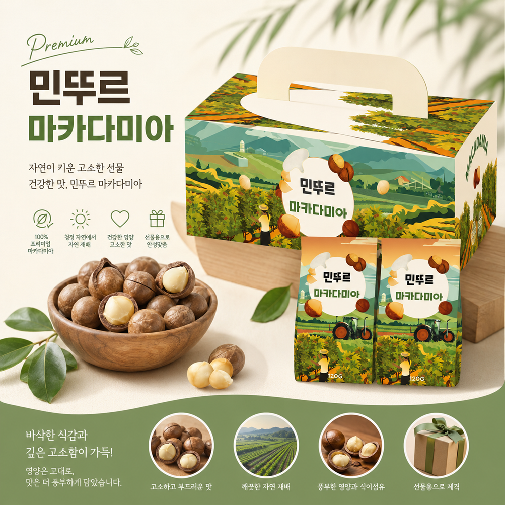 민뚜루 햇수확 통마카다미아 240g 베트남산 까먹는 견과 건강간식