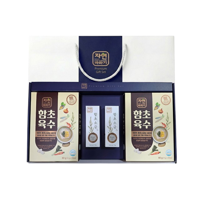 함초육수 선물세트(국산원료 100% 함초육수80g x 2, 함초소금170g x 2)