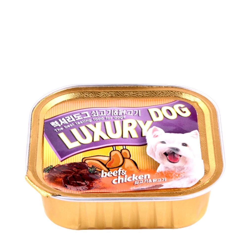 럭셔리독 반려견 강아지 간식 소고기 닭캔 100g
