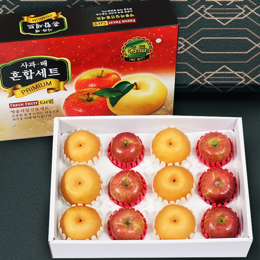 [더기다림 과일] 사과배선물세트 5kg내외(사과6+배6)