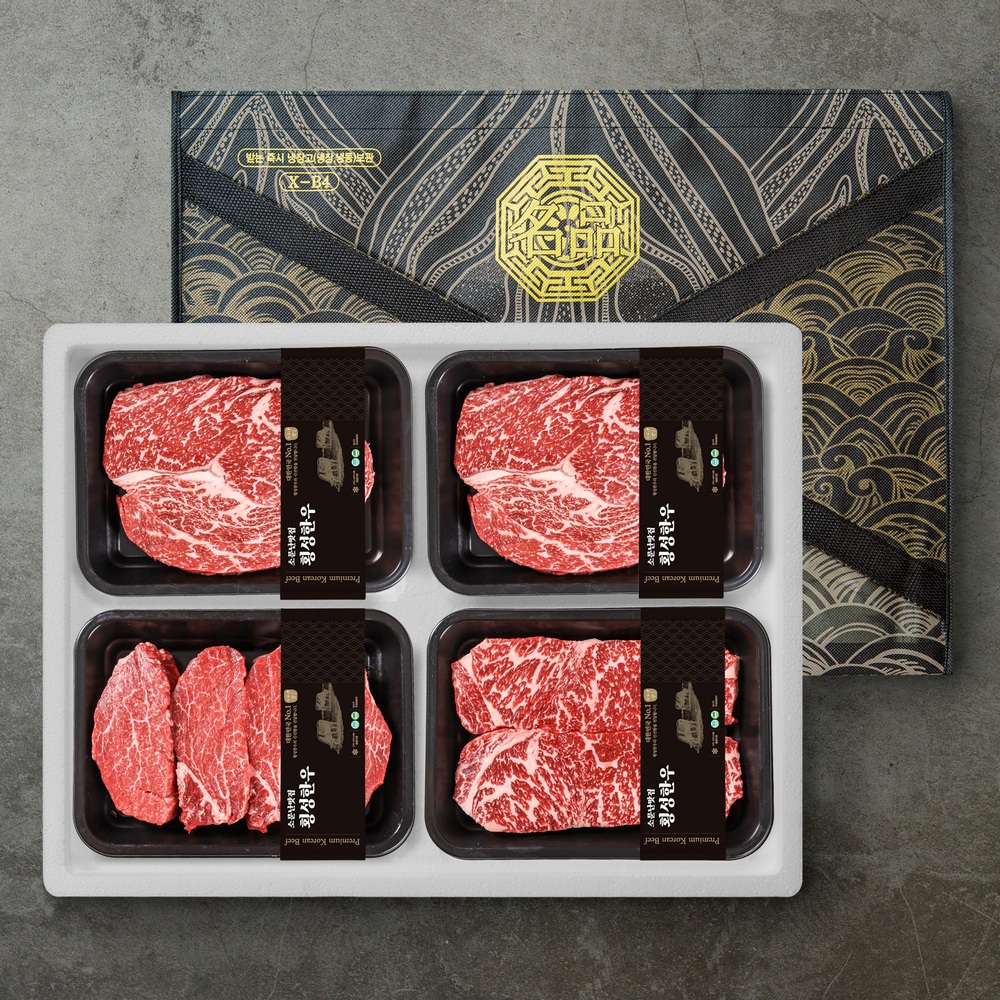 [더기다림 횡성한우] 1+ 횡성한우 스페셜 구이 선물세트 6호 1.6kg [등심 400g +등심 400g 안심 400g + 채끝 400g]