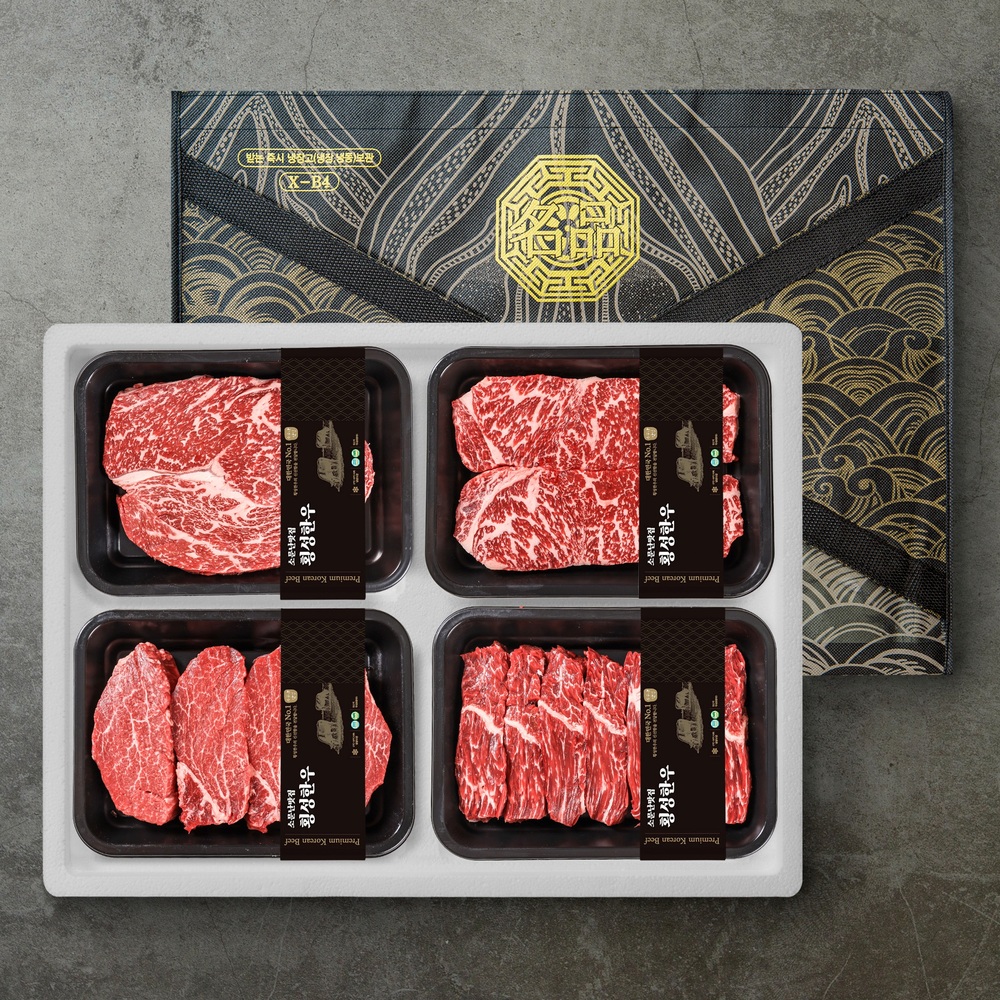 [더기다림 횡성한우] 1+ 횡성한우 스페셜 구이 선물세트 8호 1.6kg [등심 400g +채끝 400g 안심 400g + 토시살 400g]