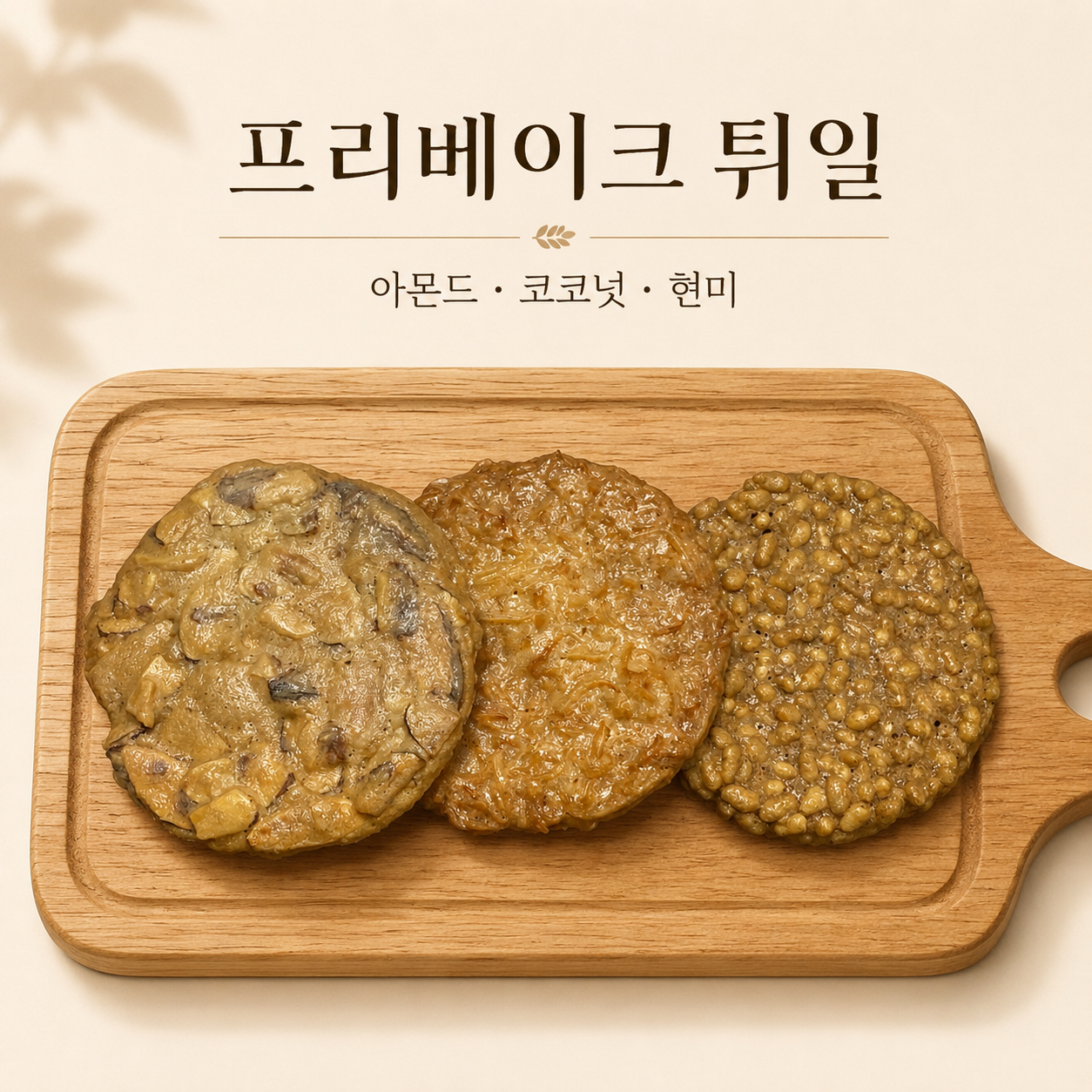 수제 비건 글루텐프리 튀일 쿠키 9장입 아몬드 코코넛 현미 맛선택
