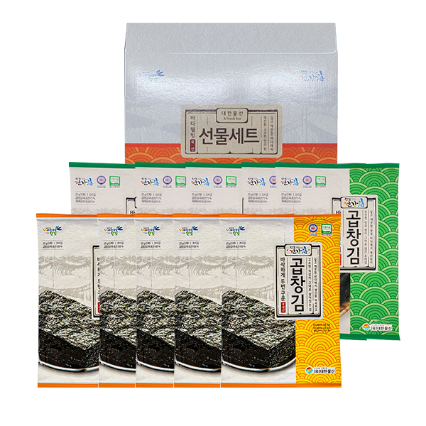[미식관] 완도 두번구운곱창김+조미곱창김 혼합세트(구운곱창김 20g(5장) x 5봉 + 조미곱창김 20g(5장) x 5봉)