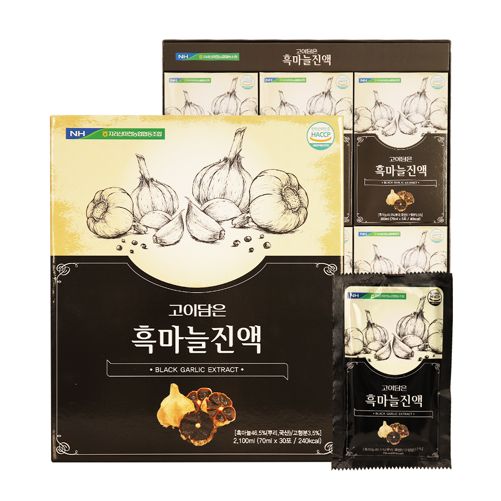 [지리산마천농협] 고이담은 흑마늘진액 70ml x 30포 발효흑마늘 활력증진 건강식품 흑마늘즙 건강즙