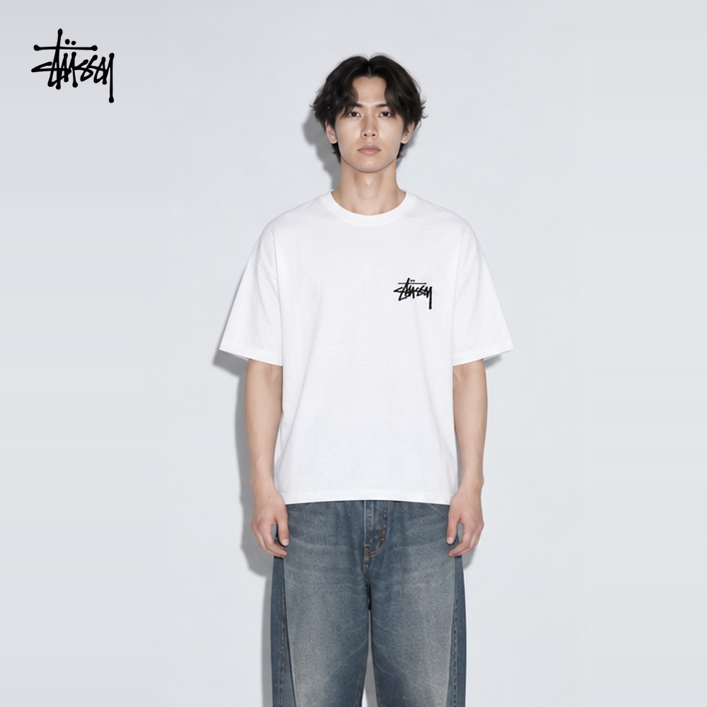 [스투시] 베이직 반팔 티셔츠 (블랙, 화이트 S~XL) 라운드티 남녀공용 캐주얼티 데일리룩 면티