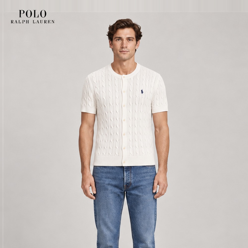 [Polo Ralph Lauren] 폴로랄프로렌 클래식 트위스트 반팔 가디건 (화이트, S~XL)