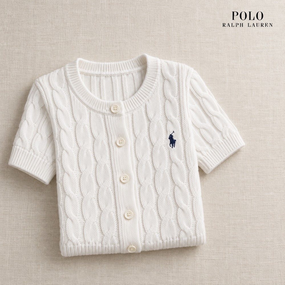 [Polo Ralph Lauren] 폴로랄프로렌 클래식 트위스트 반팔 가디건 (화이트, S~XL)