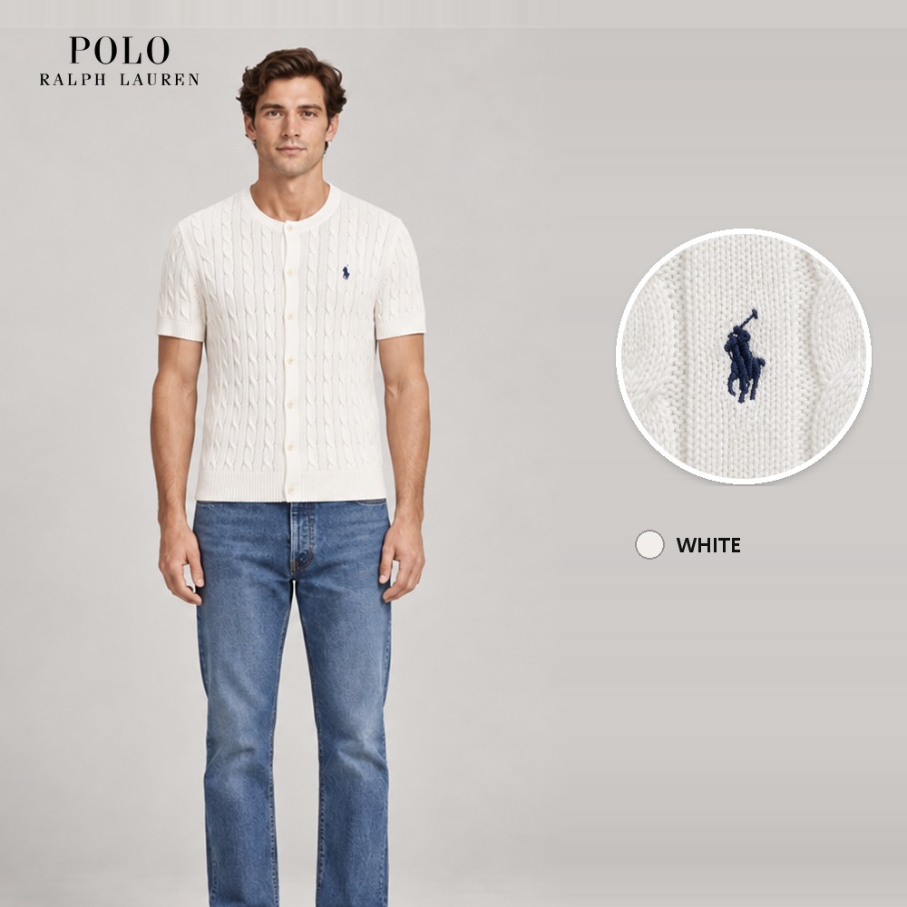 [Polo Ralph Lauren] 폴로랄프로렌 클래식 트위스트 반팔 가디건 (화이트, S~XL)