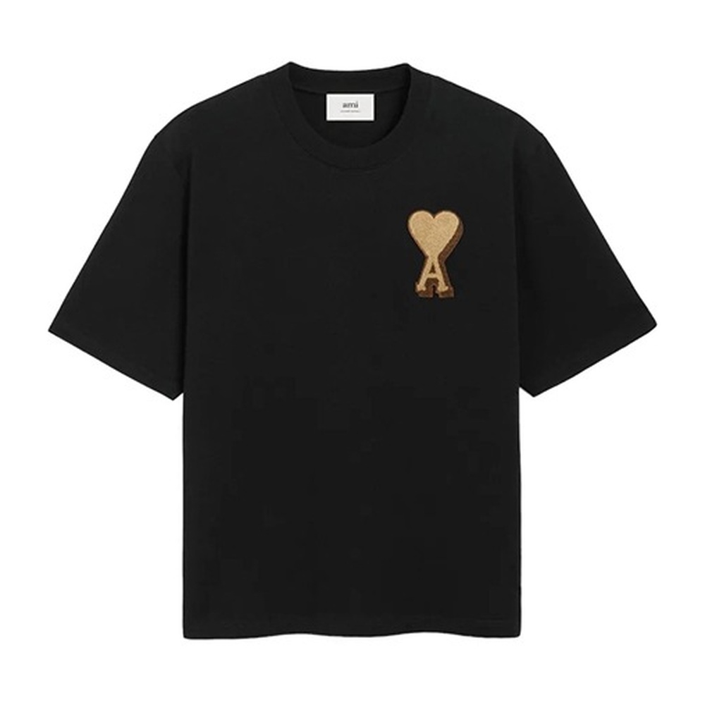 [ami] 아미 남녀공용 콘로고 패치 반팔 티셔츠(블랙 XS~XL)