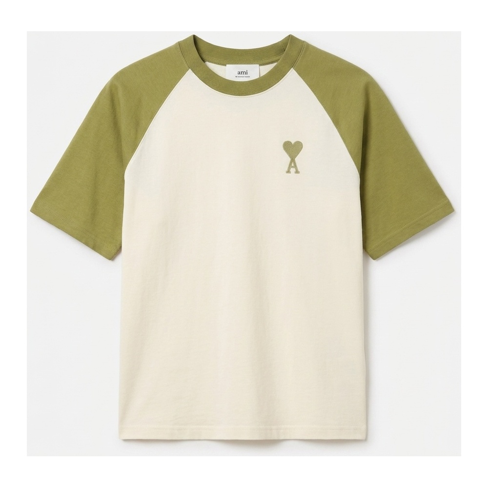 [ami] 아미 니트패치 라운드 반팔 UTS379 726(그린, 네이비 XS~XL)