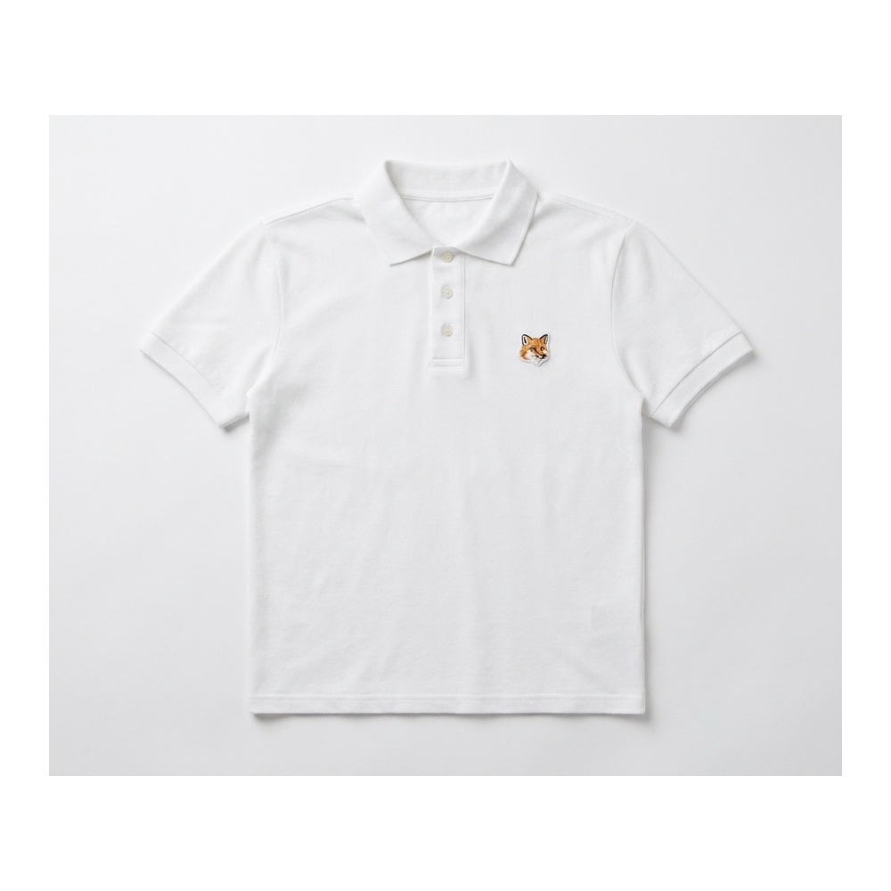 [Maison Kitsune] 메종키츠네 옐로우로고 반팔 카라티 LM00208KJ7002(화이트, 블랙 S~XL)