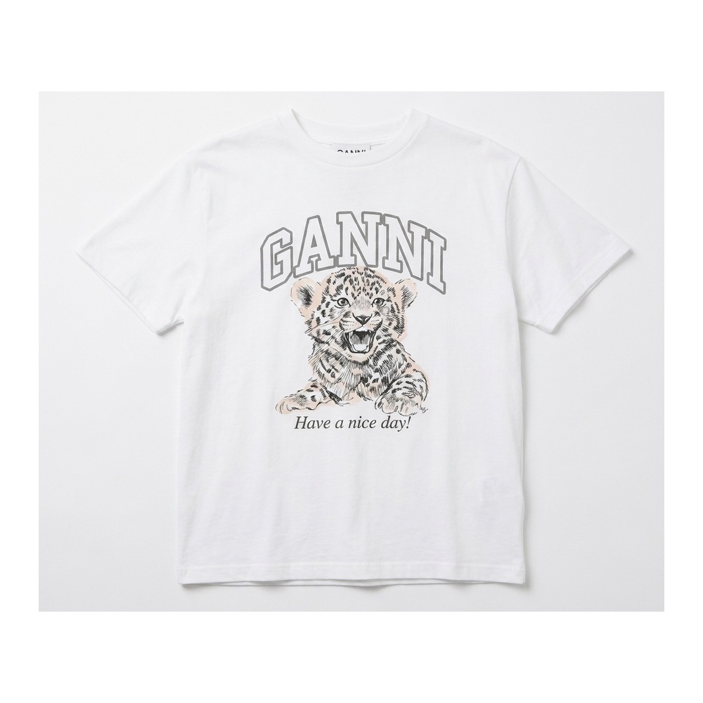 [GANNI] 가니 레오파드 반팔티 T4124-943(화이트 XS~L)