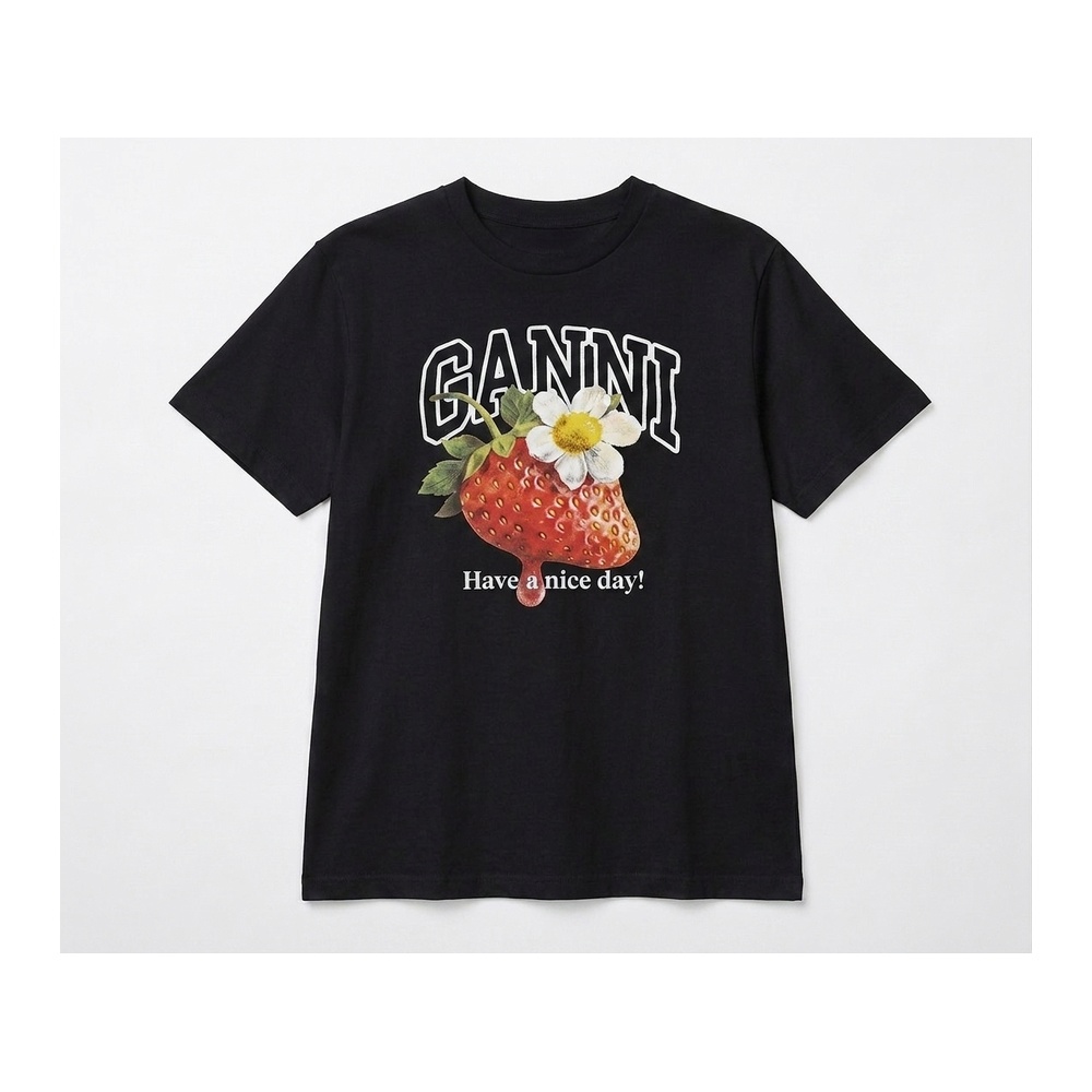 [GANNI] 가니 스트로베리 반팔티 A1050257-252 (블랙, 화이트 XS~L)