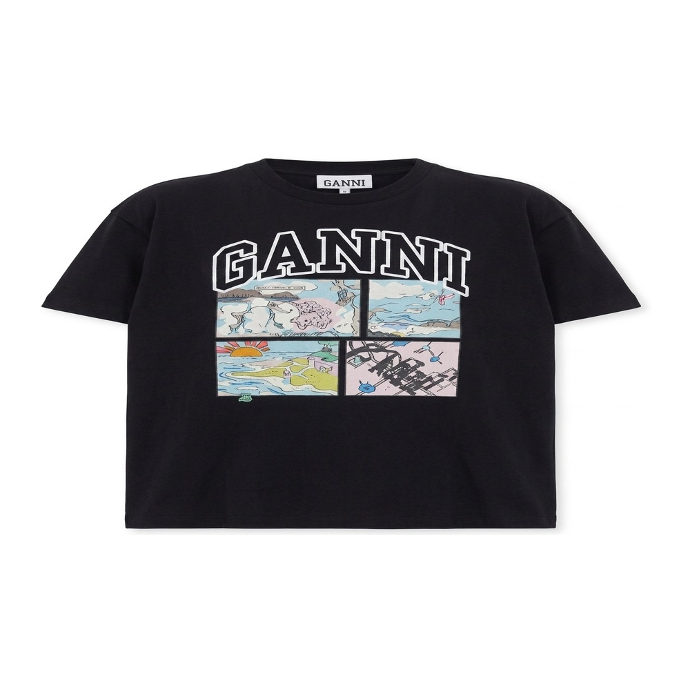 [GANNI] 가니 릴렉스핏 베어코믹 테디 반팔 A1050070 252 (블랙 XS~M)