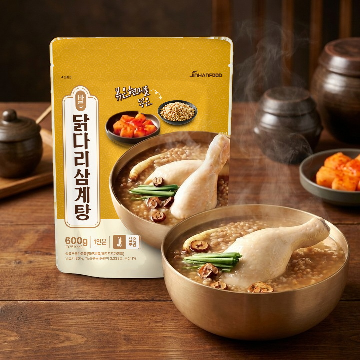 [진한식품] 바른 닭다리삼계탕 600g 2개 가격으로 3개 가져가세요 + 2+1개 보양식 국물요리 간편식 캠핑음식 몸보신