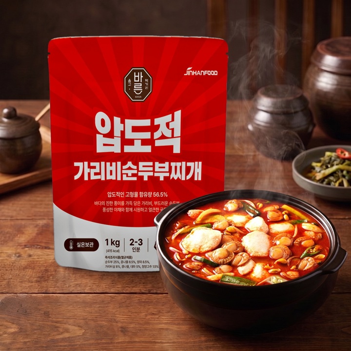 [진한식품] 바른 압도적 가리비 순두부찌개 1kg 2개 가격으로 3개 가져가세요 + 2+1개 국물요리 간편식 캠핑 술안주 해장국