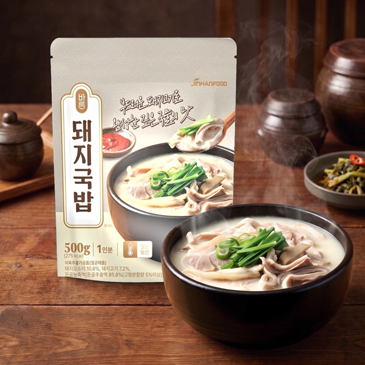 [진한식품] 바른 돼지국밥 500g 2개 가격으로 3개 가져가세요 2+1개 간편돼지국밥 부산돼지국밥 국물요리 간편식 캠핑