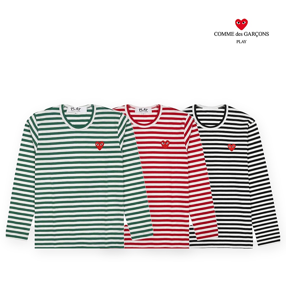 [CDG] 꼼데가르송 스트라이프 롱슬리브 긴팔티셔츠(그린, 레드, 블랙 S~XL)