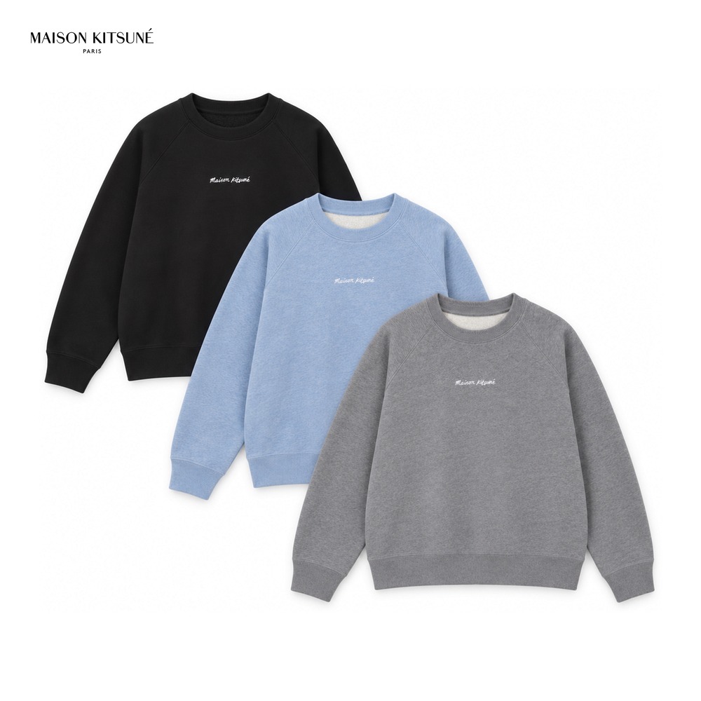 [Maison Kitsune] 메종키츠네 자수 오버핏 맨투맨 (스카이블루, 그레이, 블랙 2XS~L)