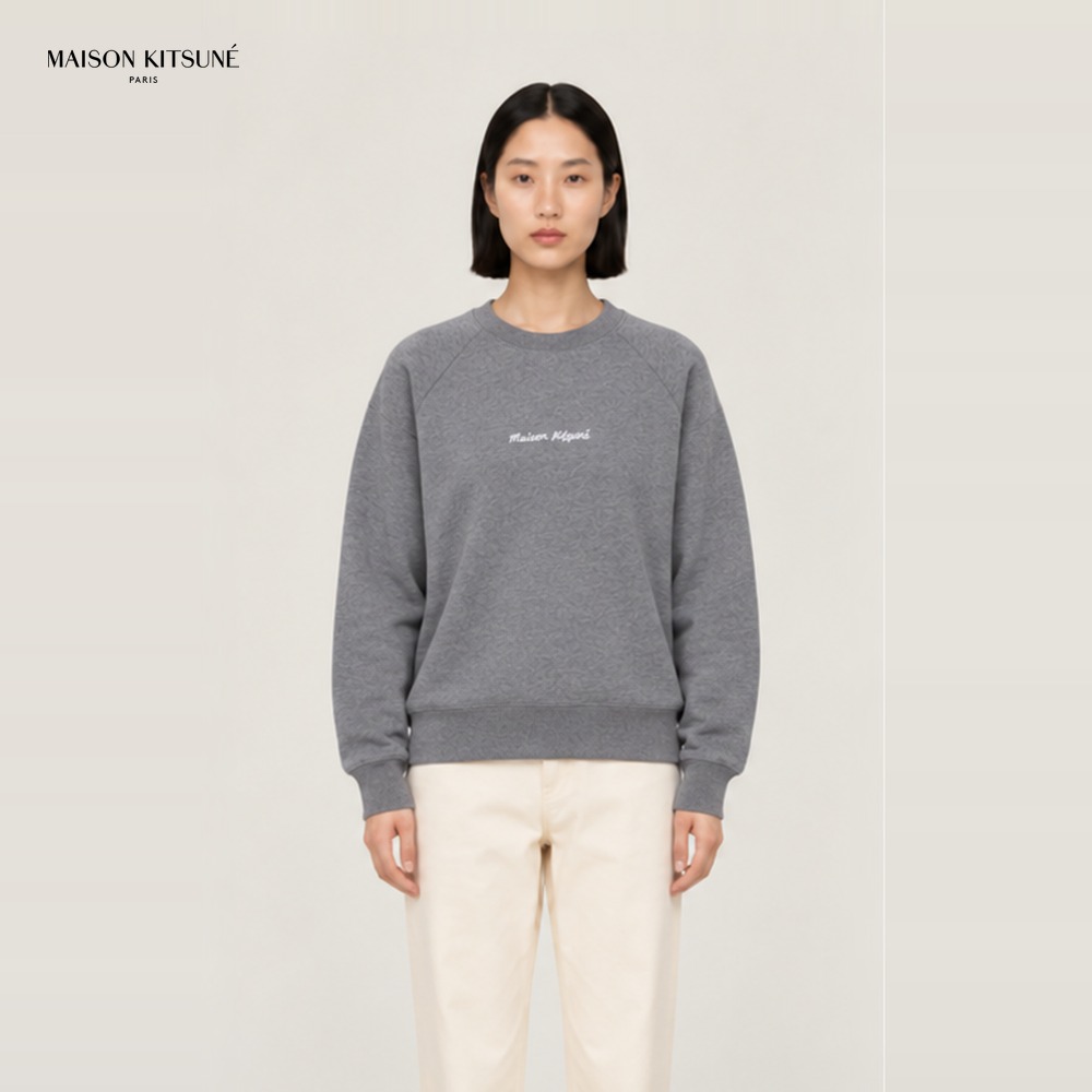 [Maison Kitsune] 메종키츠네 자수 오버핏 맨투맨 (스카이블루, 그레이, 블랙 2XS~L)